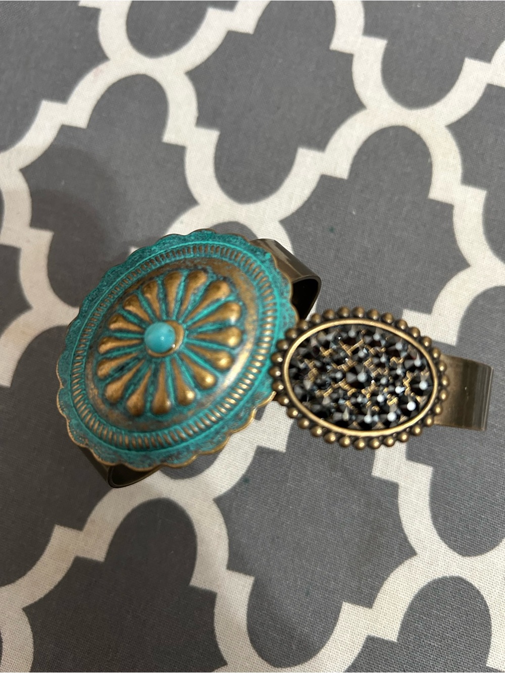 Pink Panache Turquoise and Antiqued Brass Statement Cuff Bracelet